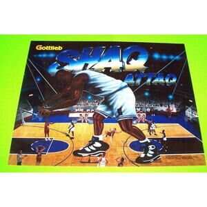 Shaq Shaquille O'Neal Attaq Pinball Translite Basketball Art NOS 1994